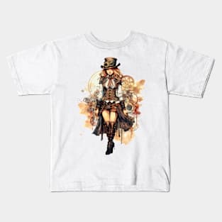 Watercolor Steampunk Girl #2 Kids T-Shirt